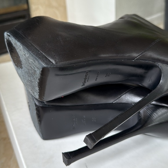 YSL Yves Saint Lauren Tribtoo Leather Platform Boots Size 8 - Picture 10 of 14